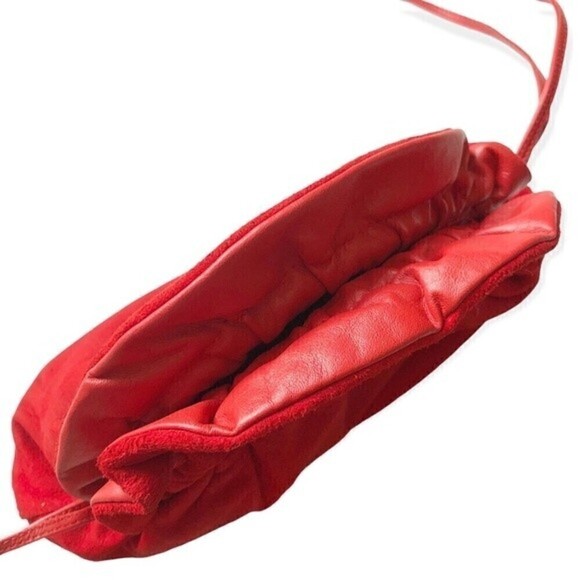 Vtg Gail Marcus NY Red Suede Pouch Bag 80s Clutch Crossbody Convertible Purse - Picture 9 of 15